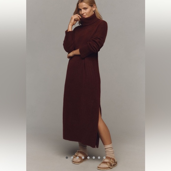 NWT new medium Anthropologie daily practice karigan sweater dress long red rust - Picture 1 of 17
